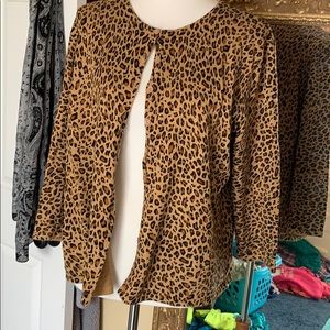 White Stag Leopard Print Cardigan